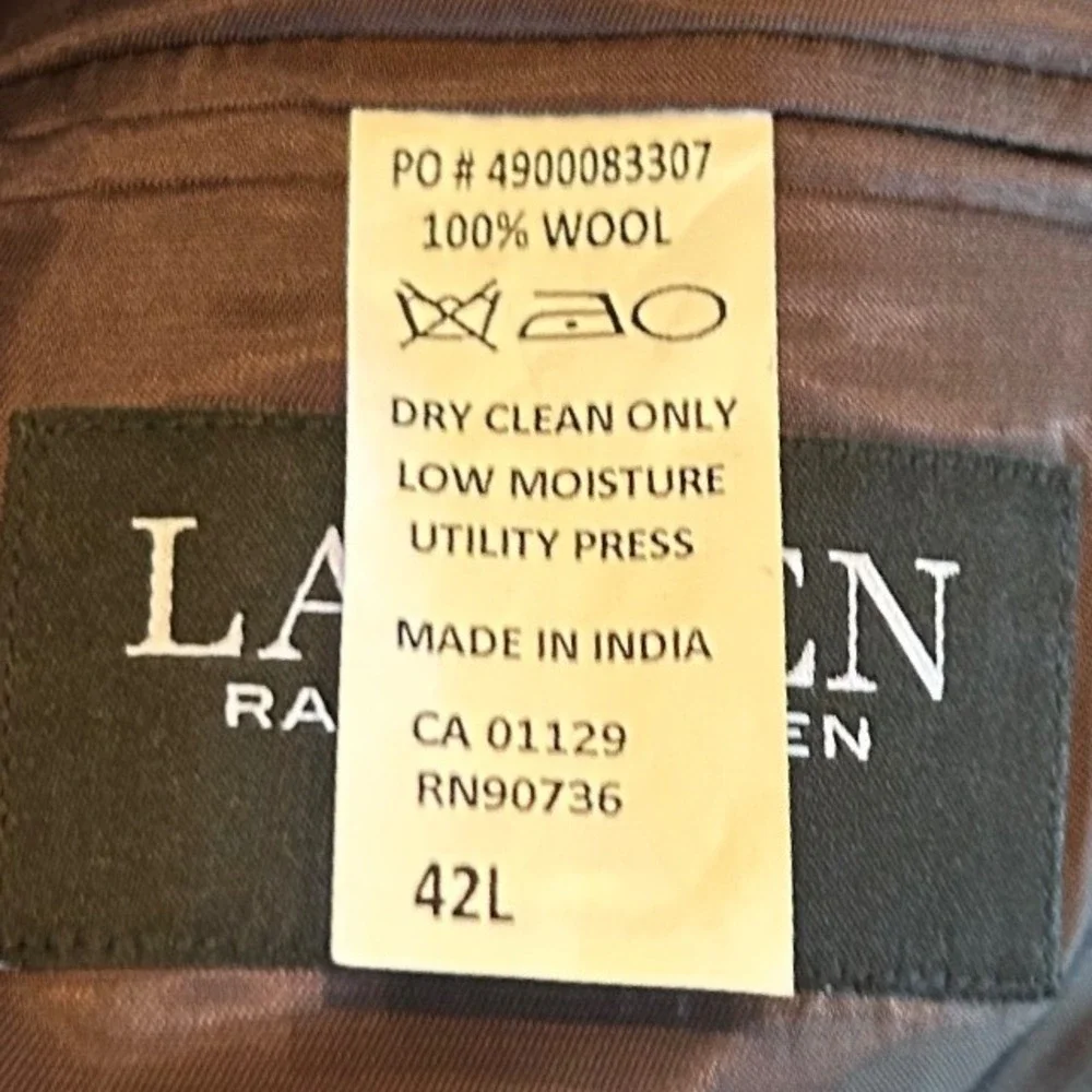 Ralph Lauren Blazer Mens 42L Brown Preppy 100% Wool Sport Coat Designer Tweed